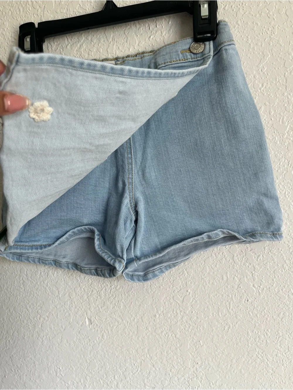 Carter's Light Blue Denim Floral Embroidered Skort-Shorts